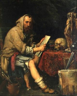 Auguste Bigand Caravaggio in his studio